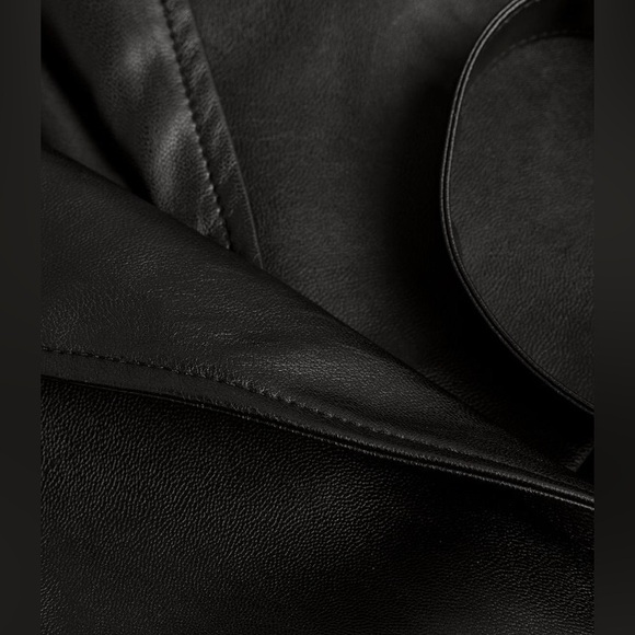 NWT $269 PAIGE Lowen Tie Waist Faux Leather Dress in Black, size X-Small! - Picture 7 of 8